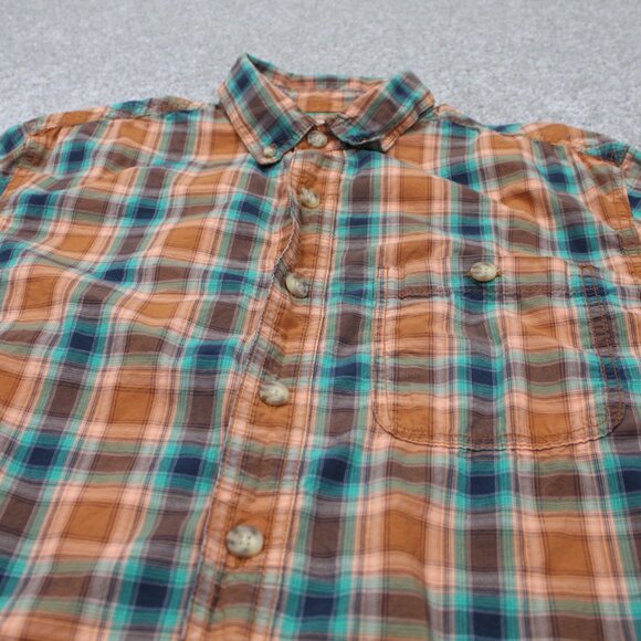 Duluth Shirt Mens Medium Brown/Green Plaid BBQ Relaxed Fit Long Sleeve Cotton - Picture 4 of 11
